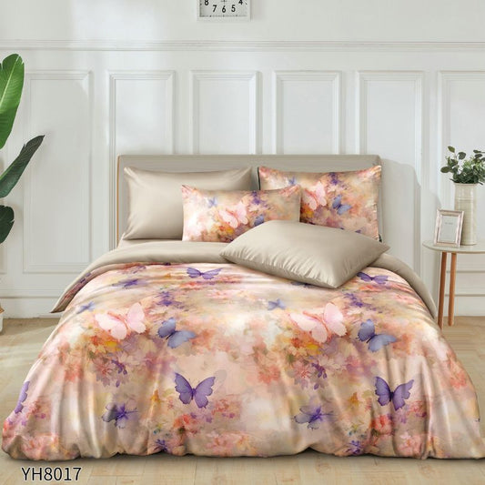 Lenjerie de pat dublu, Satin Extra Fin, cu elastic, 4 piese, 100% bumbac | 0333-PV