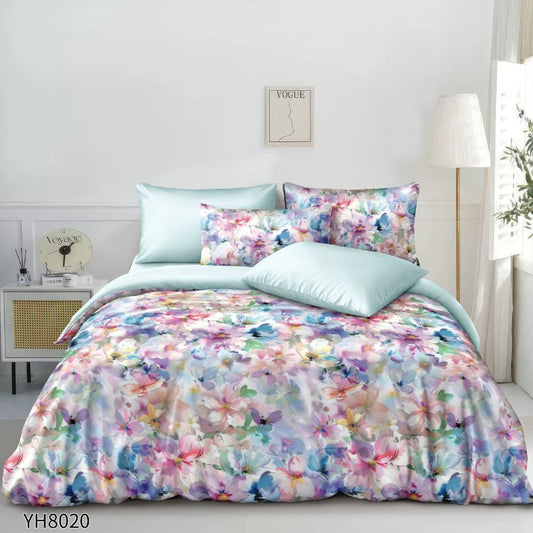 Lenjerie de pat dublu, Satin Extra Fin, cu elastic, 4 piese, 100% bumbac | 0334-PV