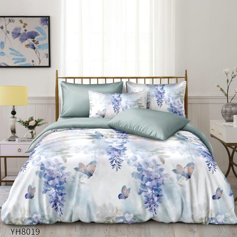 Lenjerie de pat dublu, Satin Extra Fin, cu elastic, 4 piese, 100% bumbac | 0335-PV