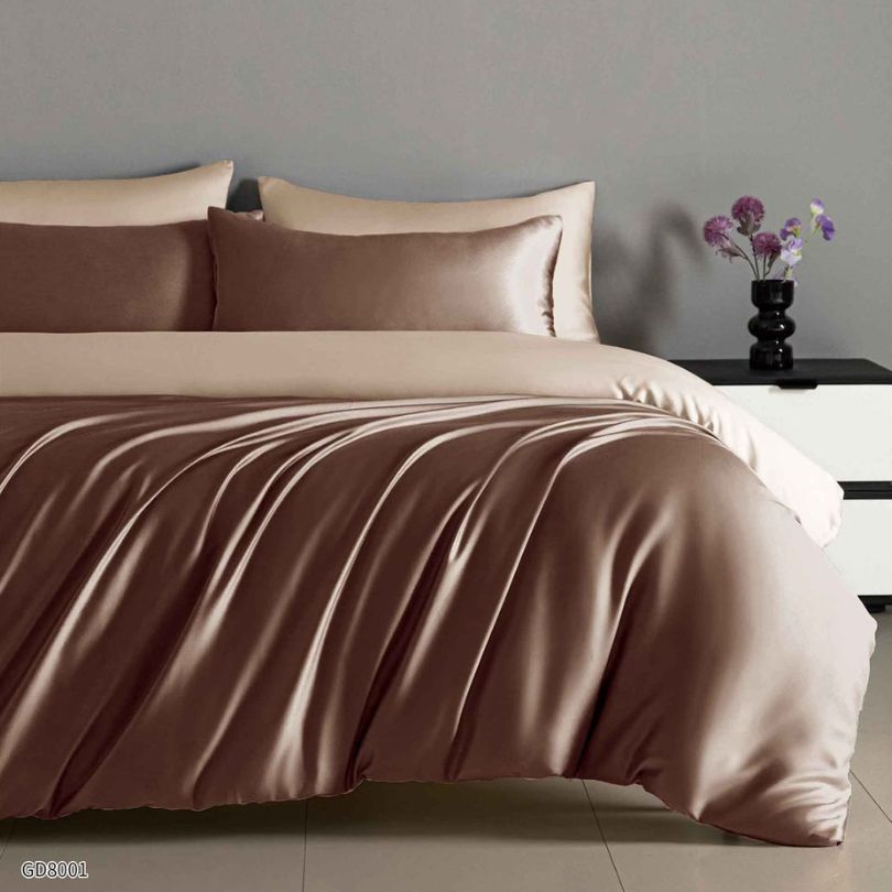 Lenjerie de pat dublu, Satin Extra Fin, cu elastic, 4 piese, 100% bumbac | 0446-PV