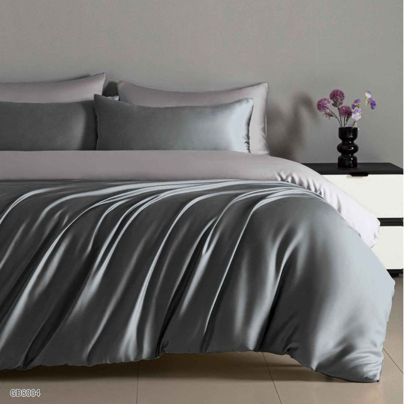 Lenjerie de pat dublu, Satin Extra Fin, cu elastic, 4 piese, 100% bumbac | 0447-PV