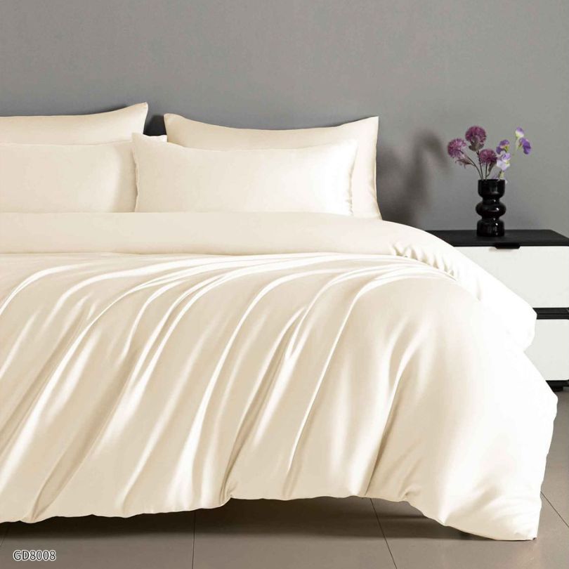 Lenjerie de pat dublu, Satin Extra Fin, cu elastic, 4 piese, 100% bumbac | 0449-PV