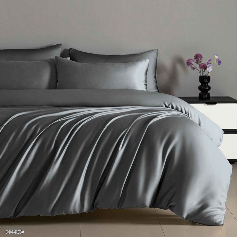 Lenjerie de pat dublu, Satin Extra Fin, cu elastic, 4 piese, 100% bumbac | 0450-PV