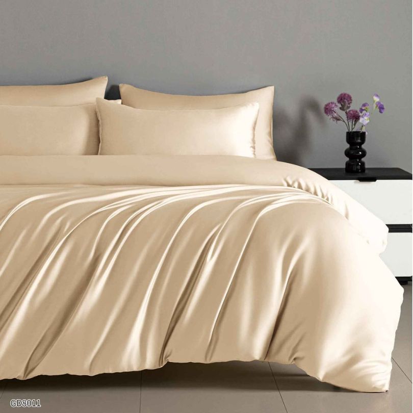 Lenjerie de pat dublu, Satin Extra Fin, cu elastic, 4 piese, 100% bumbac | 0451-PV