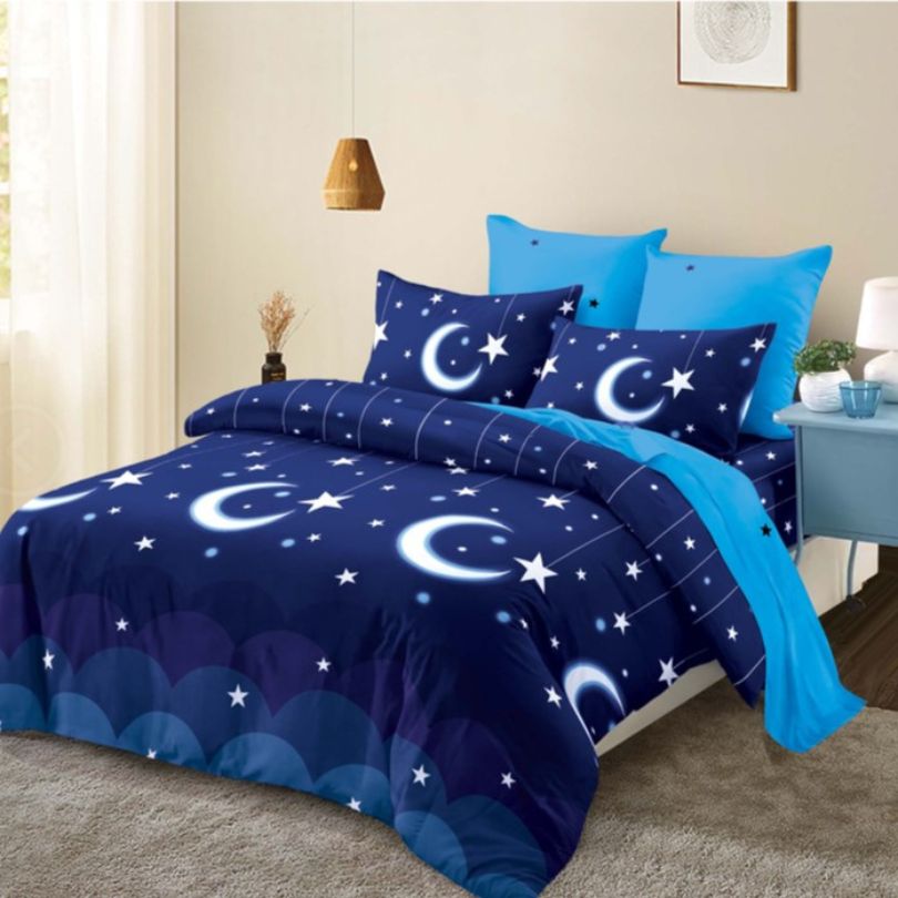 Lenjerie de pat dublu finet, 6 piese, 100% bumbac, fara elastic | 0277-PV