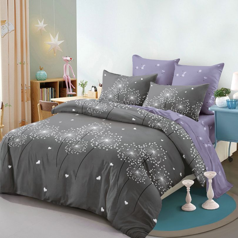 Lenjerie de pat dublu finet, 6 piese, 100% bumbac, fara elastic | 0282-PV