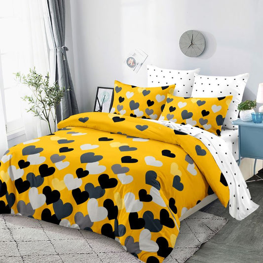 Lenjerie de pat dublu finet, 6 piese, 100% bumbac, fara elastic | 0291-PV