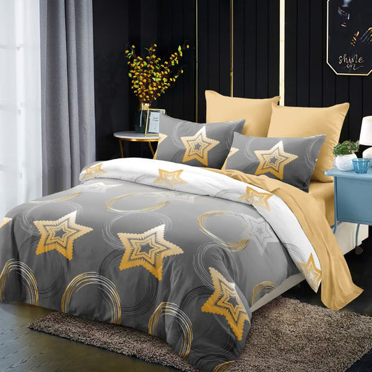 Lenjerie de pat dublu finet, 6 piese, 100% bumbac, fara elastic | 0294-PV