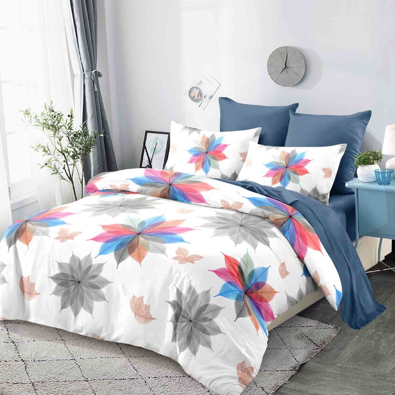 Lenjerie de pat dublu finet, 6 piese, 100% bumbac, fara elastic | 0295-PV