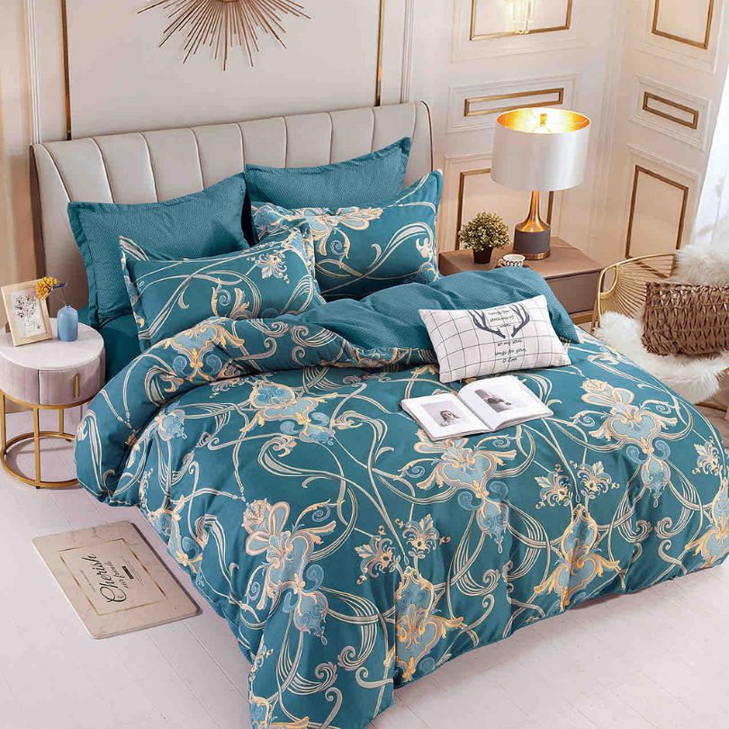 Lenjerie de pat finet, 6 piese, confort absolut si aspect elegant pentru dormitor| 2135-J 