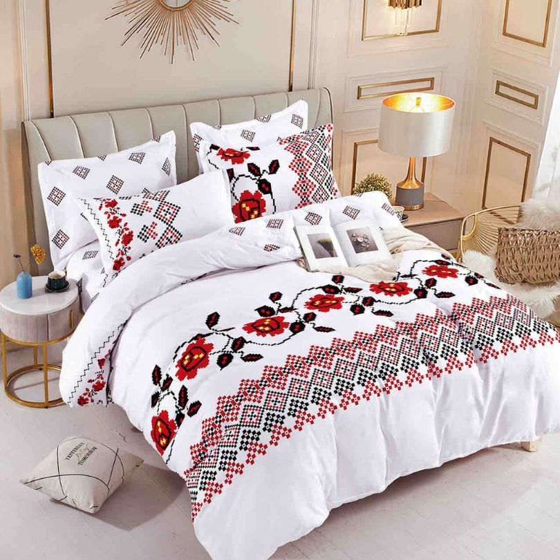 Lenjerie de pat finet, 6 piese, confort absolut si aspect elegant pentru dormitor| 2137-J 