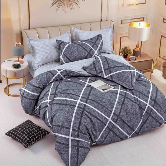 Lenjerie de pat finet, 6 piese, confort absolut si aspect elegant pentru dormitor| 2145-J 