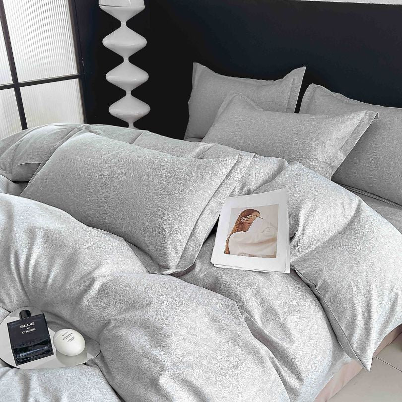 Lenjerie de pat finet, 6 piese, confort absolut si aspect elegant pentru dormitor| 2148-J