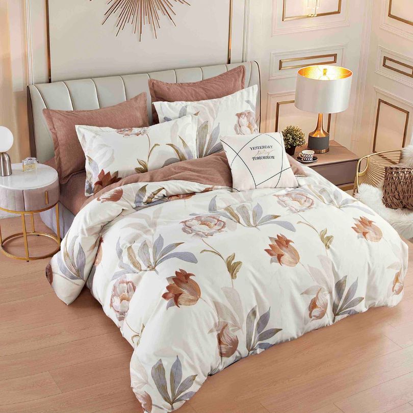 Lenjerie de pat finet, 6 piese, confort absolut si aspect elegant pentru dormitor| 2150-J 