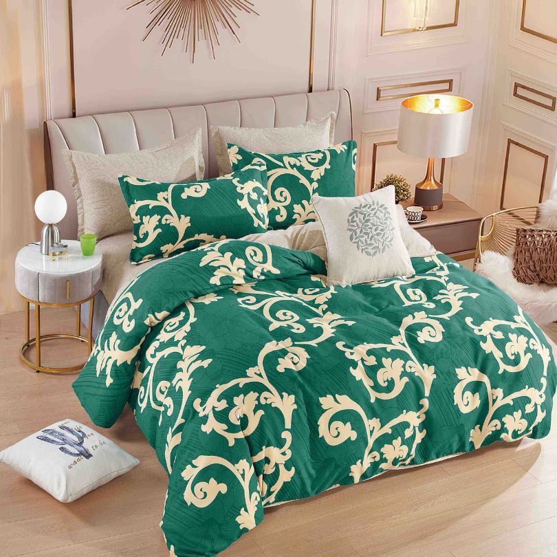 Lenjerie de pat finet, 6 piese, confort absolut si aspect elegant pentru dormitor| 2151-J 