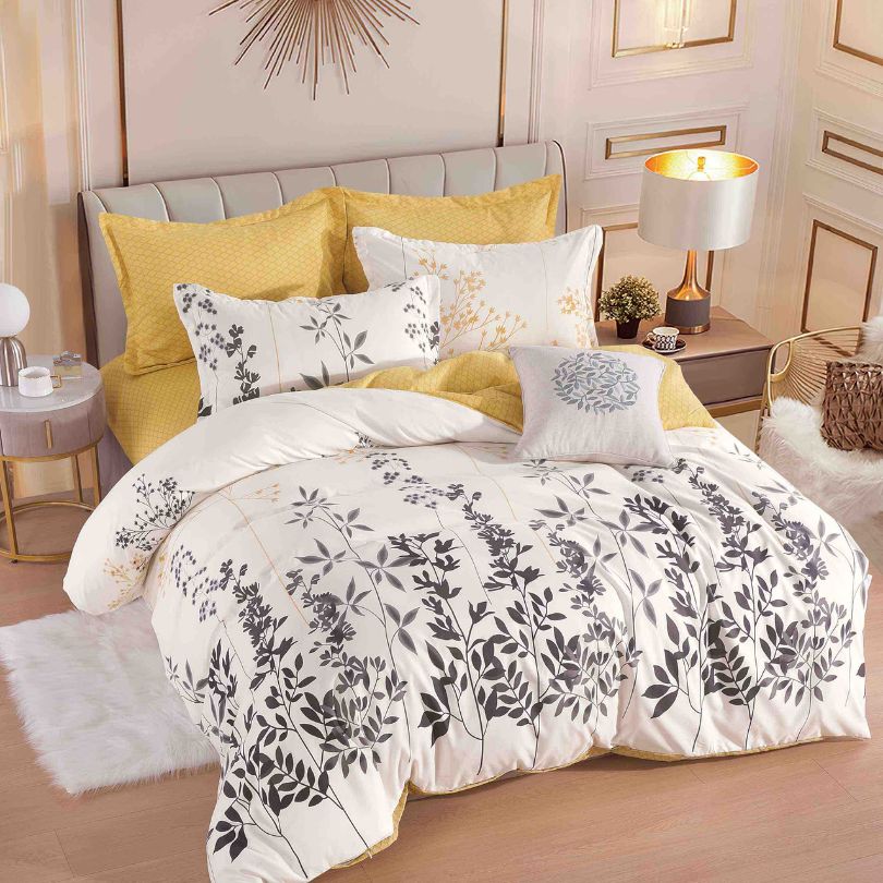 Lenjerie de pat finet, 6 piese, confort absolut si aspect elegant pentru dormitor| 2152-J 