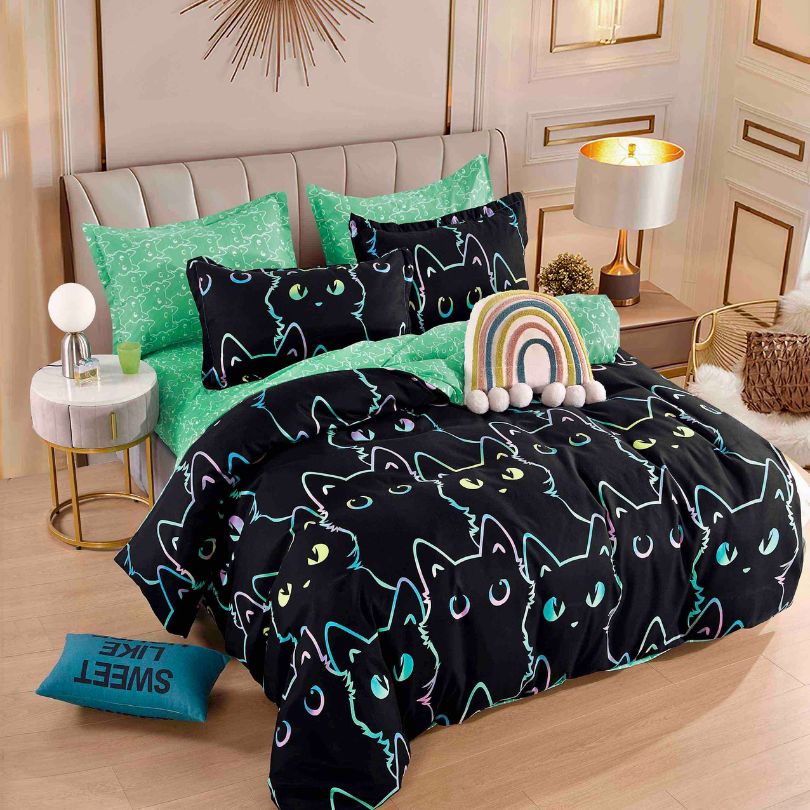 Lenjerie de pat finet, 6 piese, confort absolut si aspect elegant pentru dormitor| 2156-J 