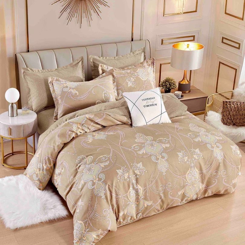Lenjerie de pat finet, 6 piese, confort absolut si aspect elegant pentru dormitor| 2158-J