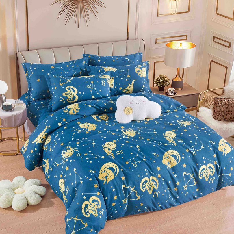 Lenjerie de pat finet, 6 piese, confort absolut si aspect elegant pentru dormitor| 2165-J 