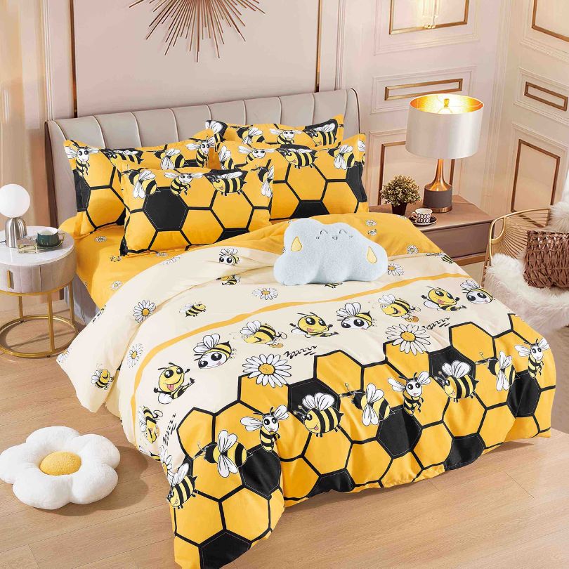 Lenjerie de pat finet, 6 piese, confort absolut si aspect elegant pentru dormitor| 2168-J 