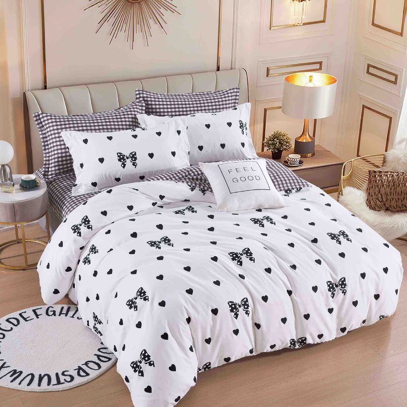 Lenjerie de pat finet, 6 piese, confort absolut si aspect elegant pentru dormitor| 2169-J 