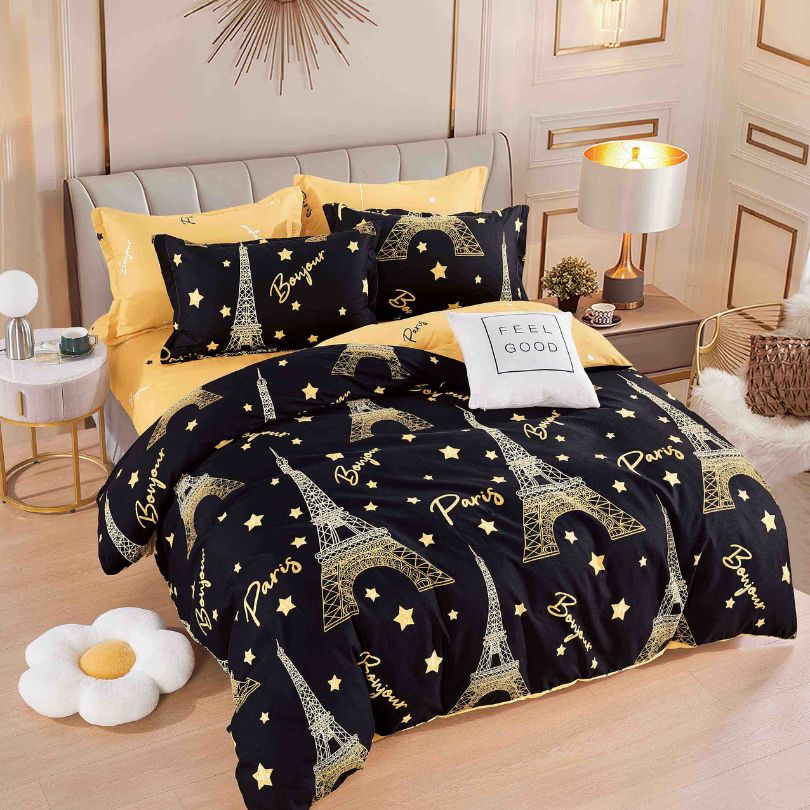 Lenjerie de pat finet, 6 piese, confort absolut si aspect elegant pentru dormitor| 2173-J 
