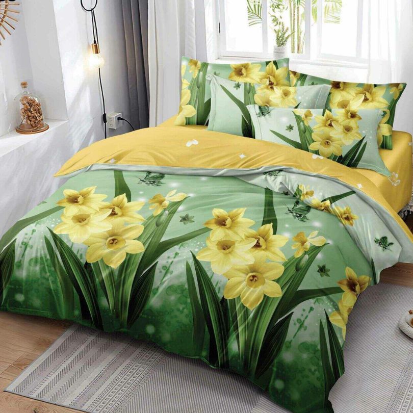 Lenjerie de pat finet 6 piese, eleganta, atingere catifelata si stil modern | 1417-SEP 