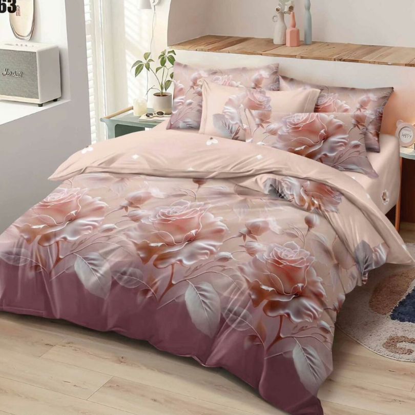 Lenjerie de pat finet 6 piese, eleganta, atingere catifelata si stil modern | 1506-SEP 