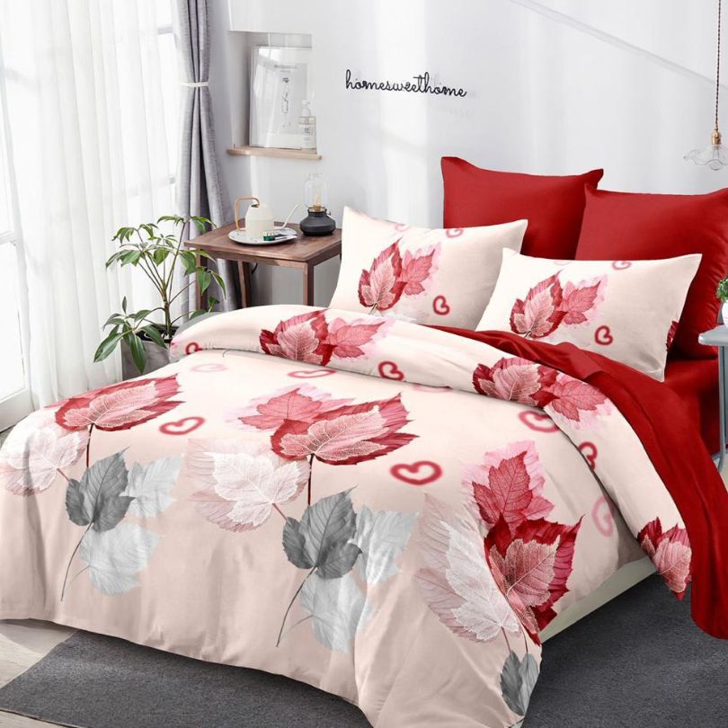 Lenjerie de pat finet cu elastic, 6 piese, ultra moale și modernă | 3928-CV