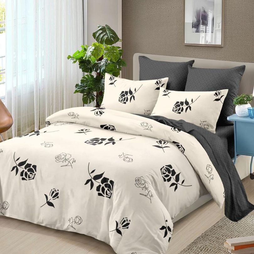Lenjerie de pat finet cu elastic, 6 piese, ultra moale și modernă | 3931-CV