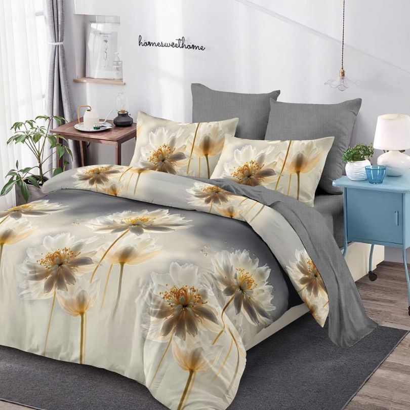 Lenjerie de pat finet cu elastic, 6 piese, ultra moale și modernă | 3932-CV