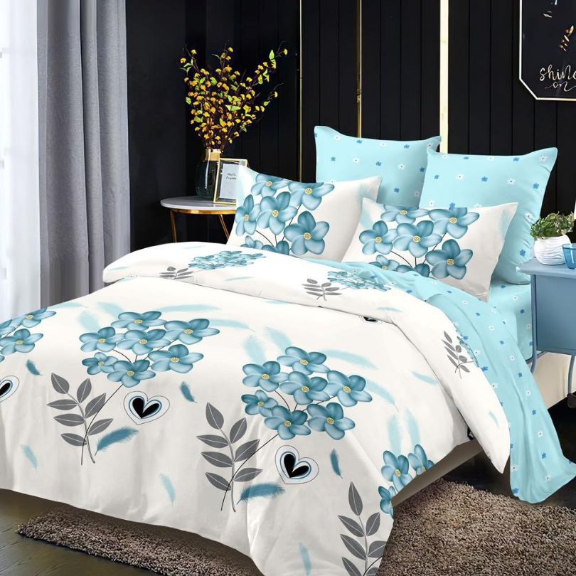 Lenjerie de pat finet cu elastic, 6 piese, ultra moale și modernă | 3939-CV