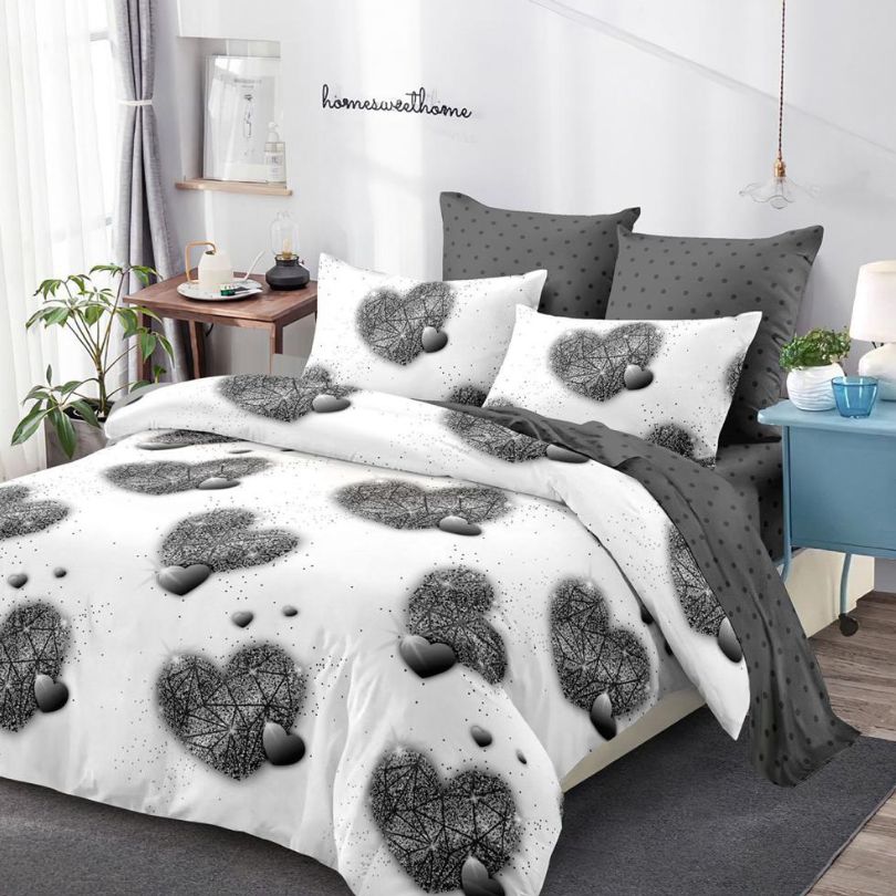  Lenjerie de pat finet cu elastic, 6 piese, ultra moale și modernă | 3943-CV