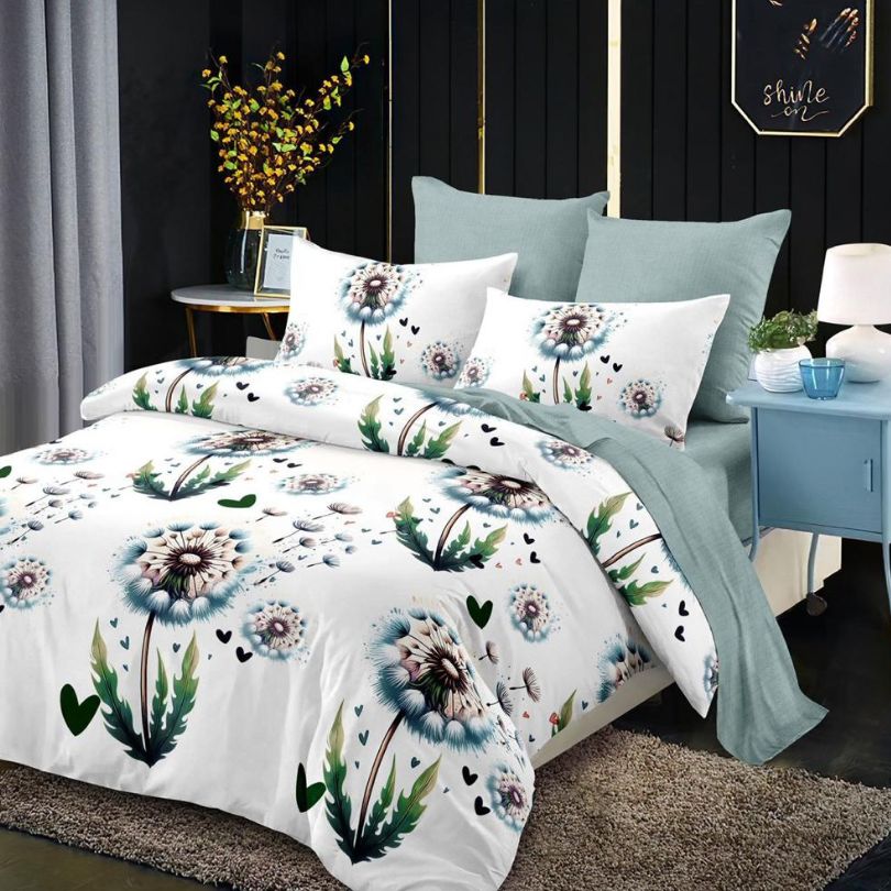 Lenjerie de pat finet cu elastic, 6 piese, ultra moale și modernă | 3945-CV