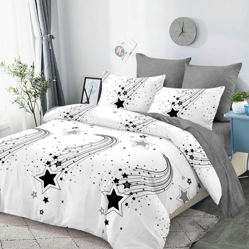 Lenjerie de pat finet cu elastic, 6 piese, ultra moale și modernă | 3946-CV