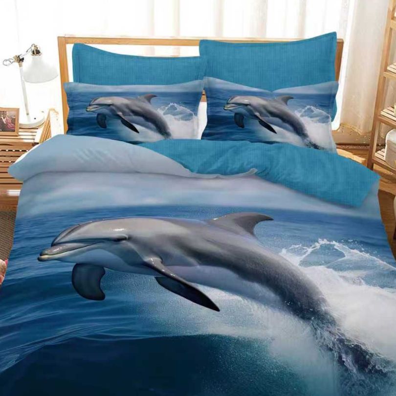 Lenjerie de pat finet cu imprimeu, 6 piese, ultra moale si colorata, design modern | 2674-S