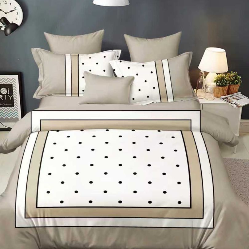 Lenjerie de pat finet cu imprimeu, 6 piese, ultra moale si colorata, design modern | 2684-S