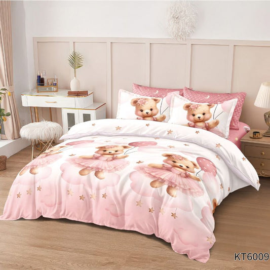 Lenjerie de pat pentru copii, Finet, 6 piese, cu ELASTIC, 100% bumbac | 0072-PV