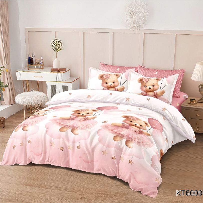 Lenjerie de pat pentru copii, Finet, 6 piese, cu ELASTIC, 100% bumbac | 0072-PV