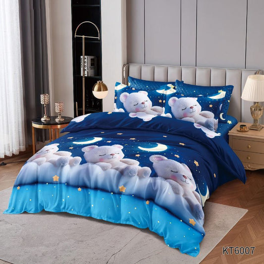 Lenjerie de pat pentru copii, Finet, 6 piese, cu ELASTIC, 100% bumbac | 0077-PV