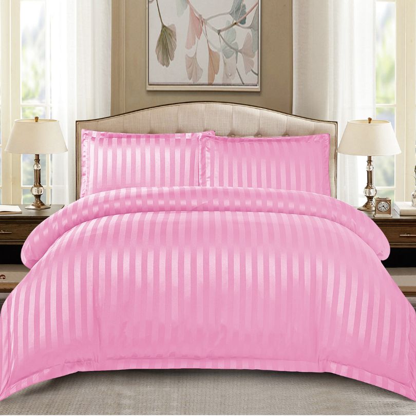 Lenjerie pat dublu, Damasc Finetat, cu ELASTIC, 4 piese, 100% bumbac | 0171-PV