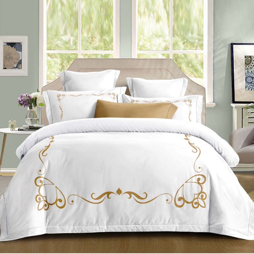 Lenjerie pat dublu, Finet Fin, cu elastic, 4 piese, 100% bumbac | 0302-PV