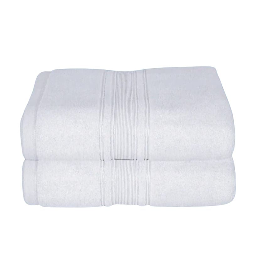 Set 2 prosoape pufoase de lux, alb, 100% bumbac pieptanat, 650 g/mp | 0484-PK