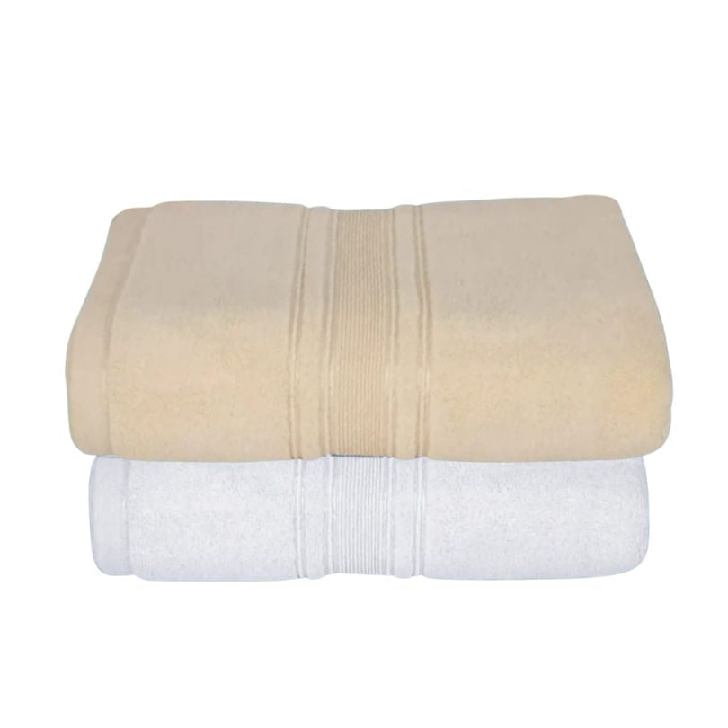 Set 2 prosoape pufoase de lux, alb, 100% bumbac pieptanat, 650 g/mp | 0487-PK