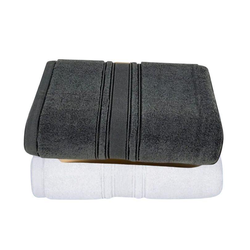 Set 2 prosoape pufoase de lux, alb, 100% bumbac pieptanat, 650 g/mp | 0490-PK