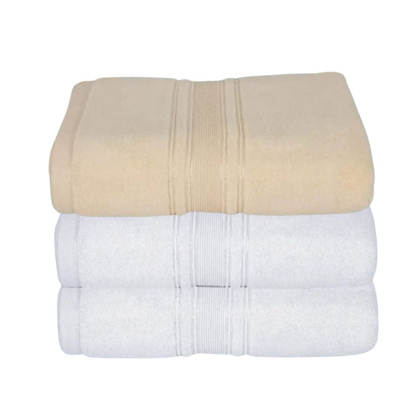 Set 3 prosoape pufoase de lux, alb, 100% bumbac pieptanat, 650 g/mp | 0507-PK