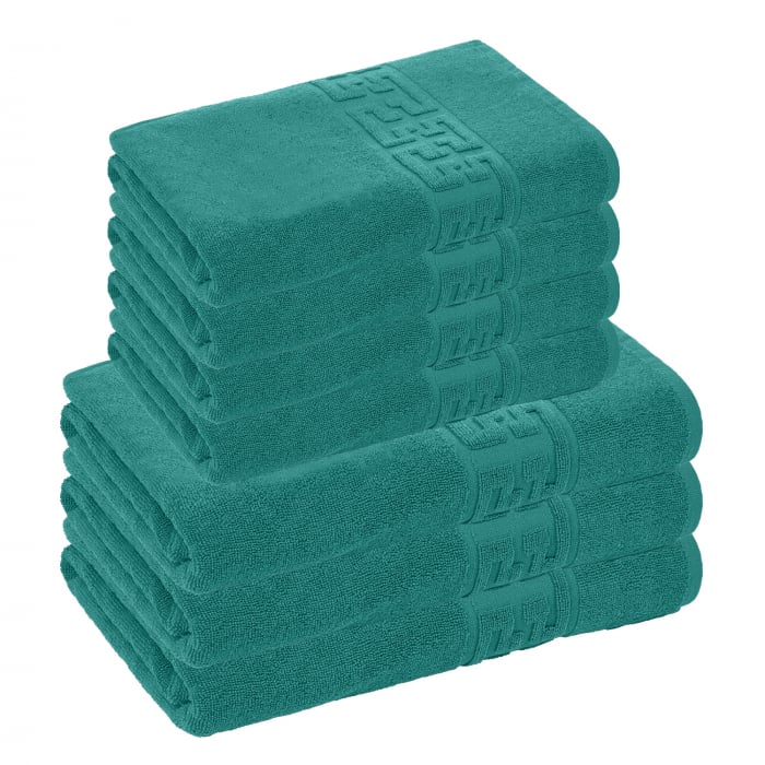 Set 7 prosoape Greek, bumbac 100%, 500 g/mp, ultra moi și absorbante | 0938-PK