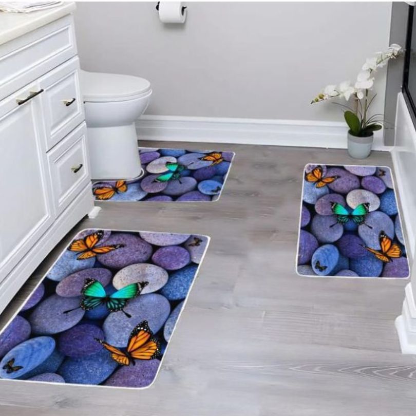 Set covor baie 3 piese, antiderapant si absorbant, confort si stil pentru orice baie | 3467-S