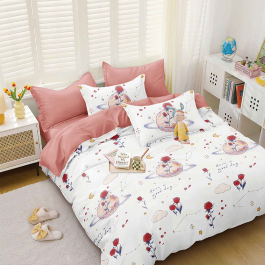 Set lenjerie de pat bumbac satinat 4 piese – Design rafinat și textură delicată, Cod 0008-S