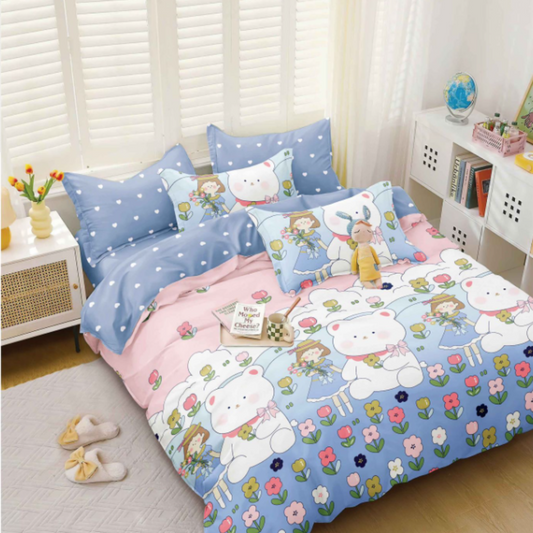 Set lenjerie de pat bumbac satinat 4 piese – Design rafinat și textură delicată, Cod 0010-S